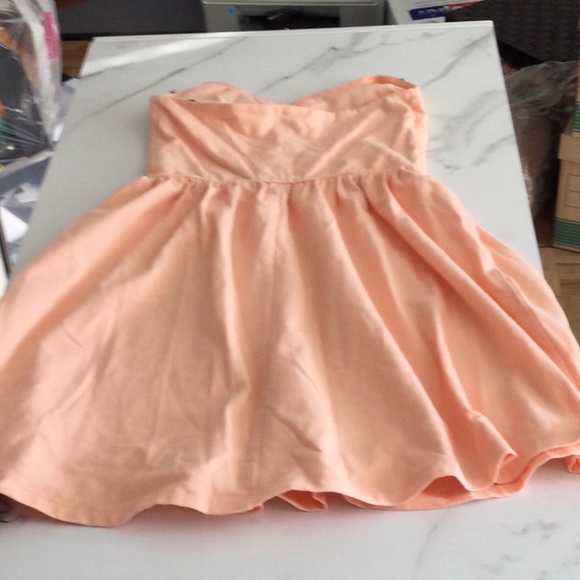 Pastel pastel colored orange strapless mini dress,small. - Picture 3 of 4